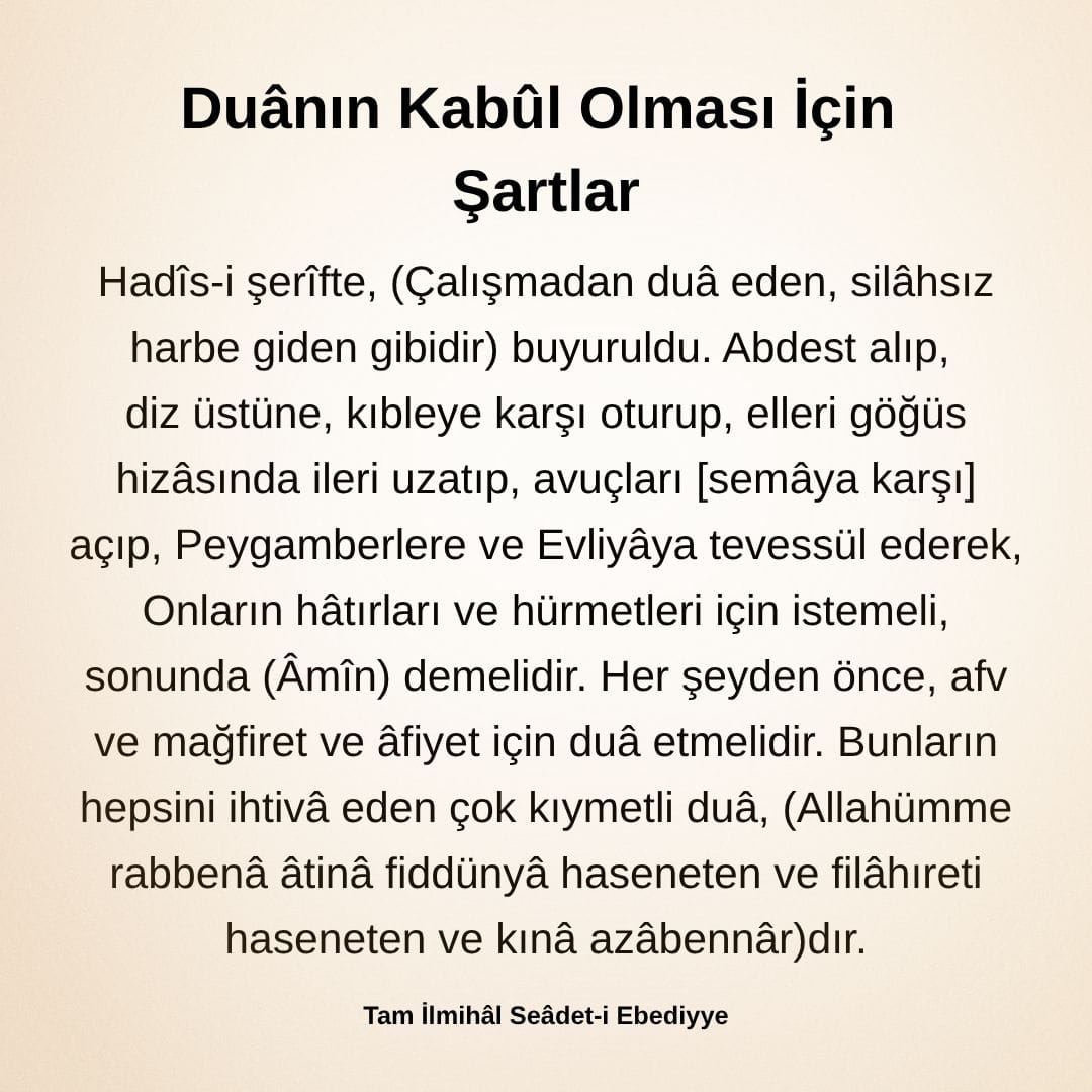 Duanın Kabul Olması İçin (6)